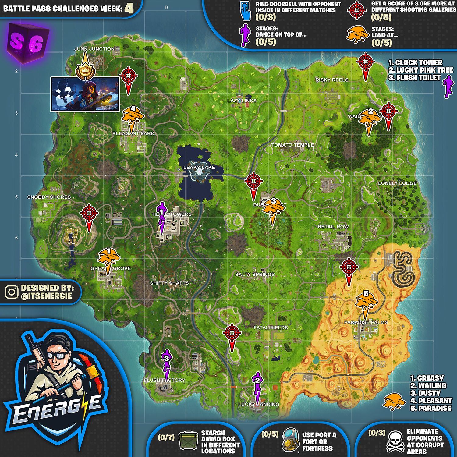 free challenges - fortnite cheat map week 4