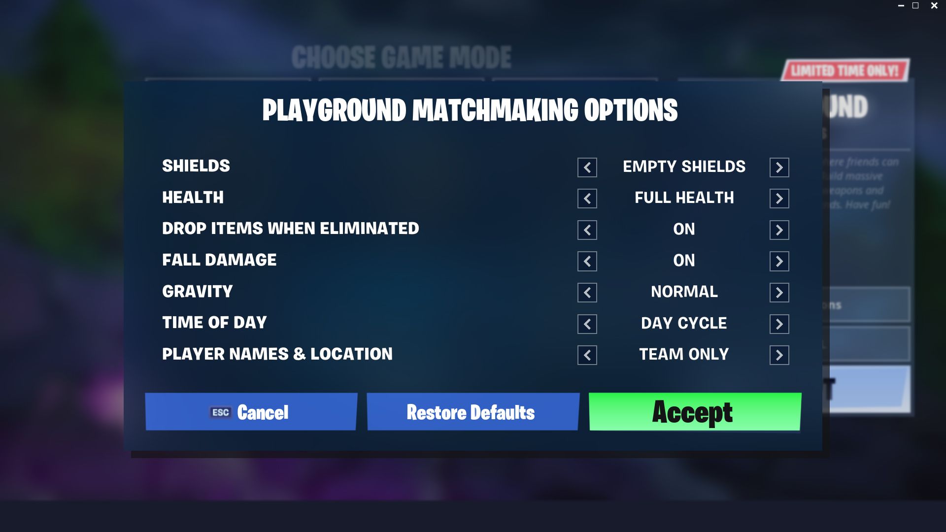 Custom Playground options - Health, Gravity, Fall Damage and more