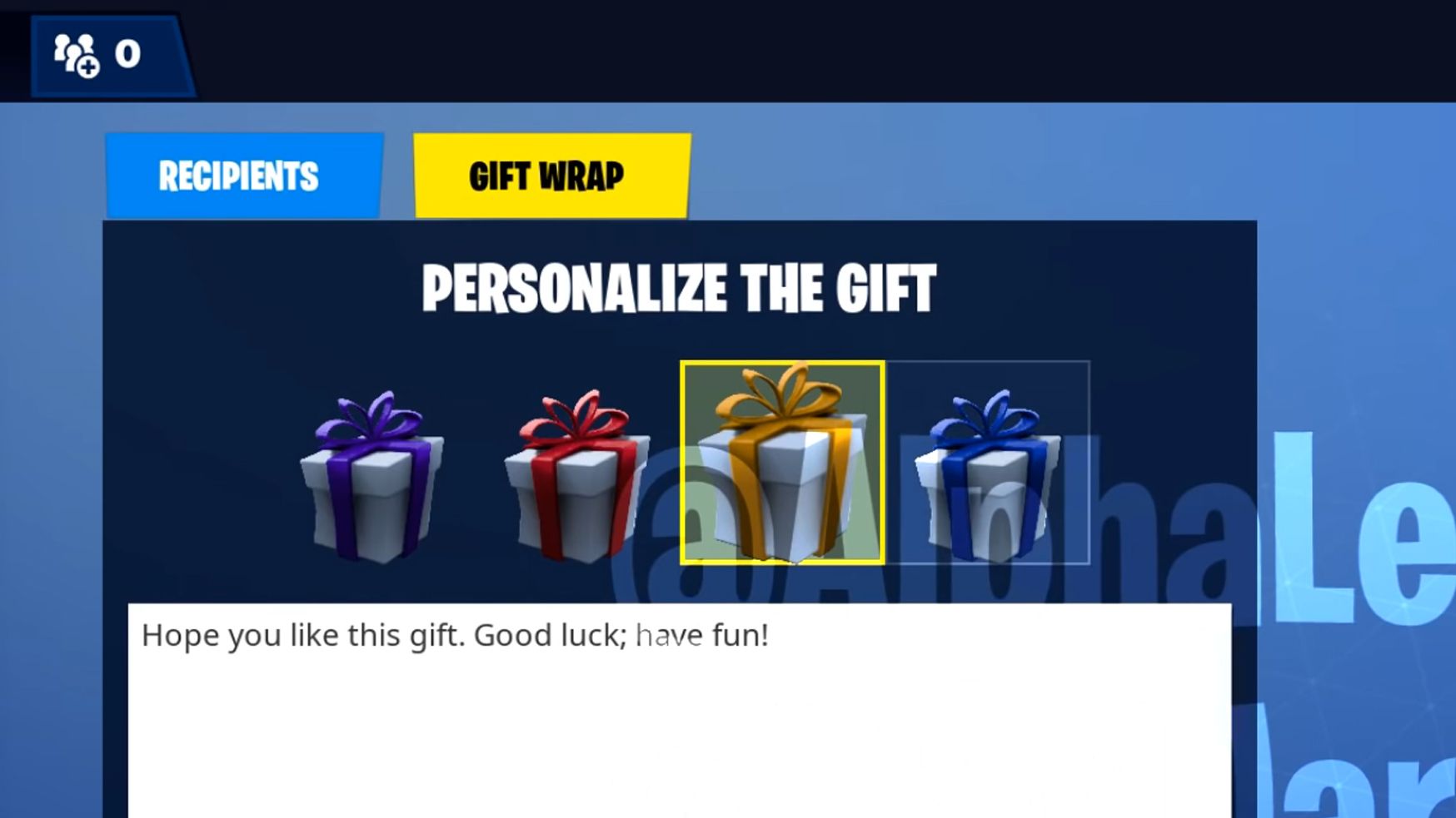 Fortnite's unreleased gifting system has been updated