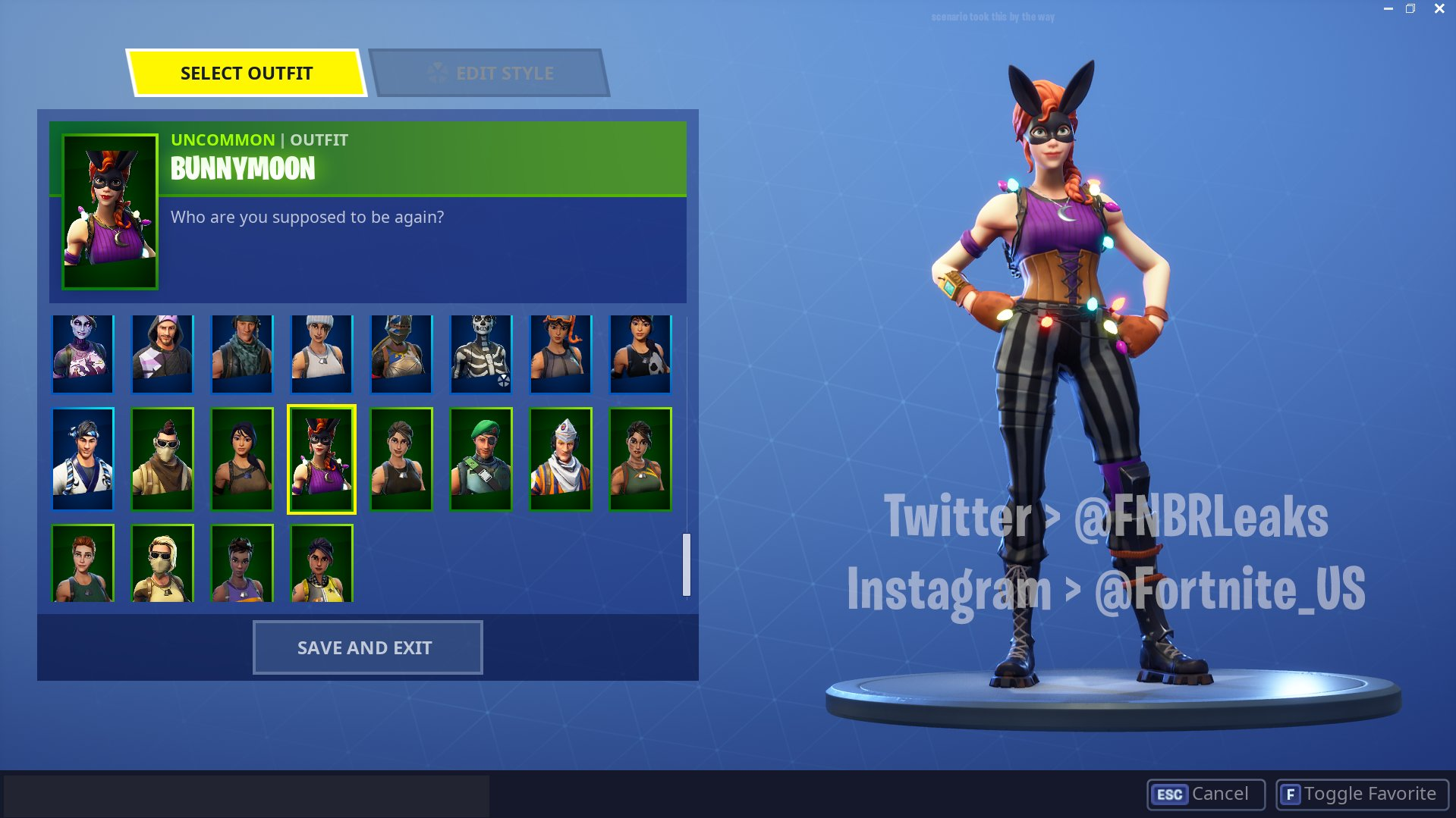 update here s an in game look at the skin via iscenario - bunnymoon skin fortnite