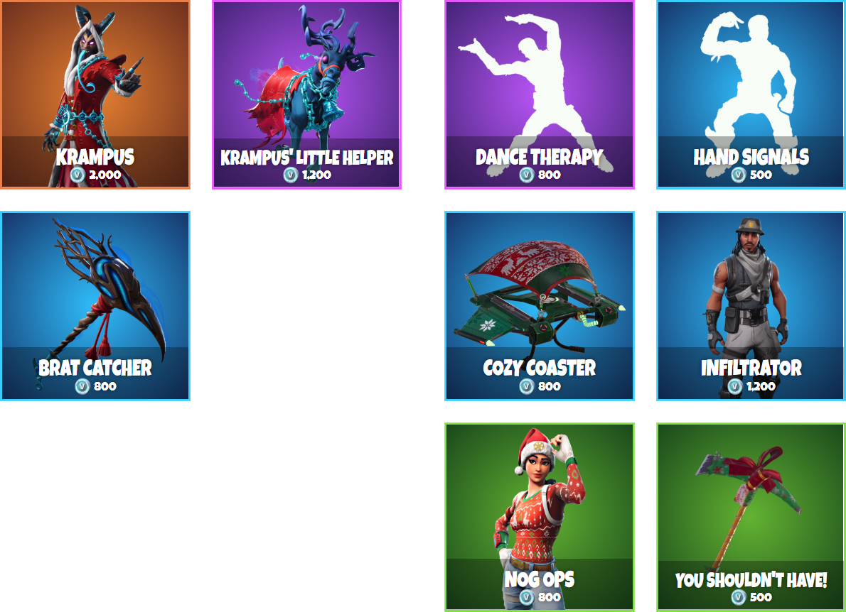 Fortnite Item Shop December 24th 2018 Fortnite News - want to be reminded when a certain item returns to the shop check out our reminder system through discord over at fnbr co reminders fortnite s