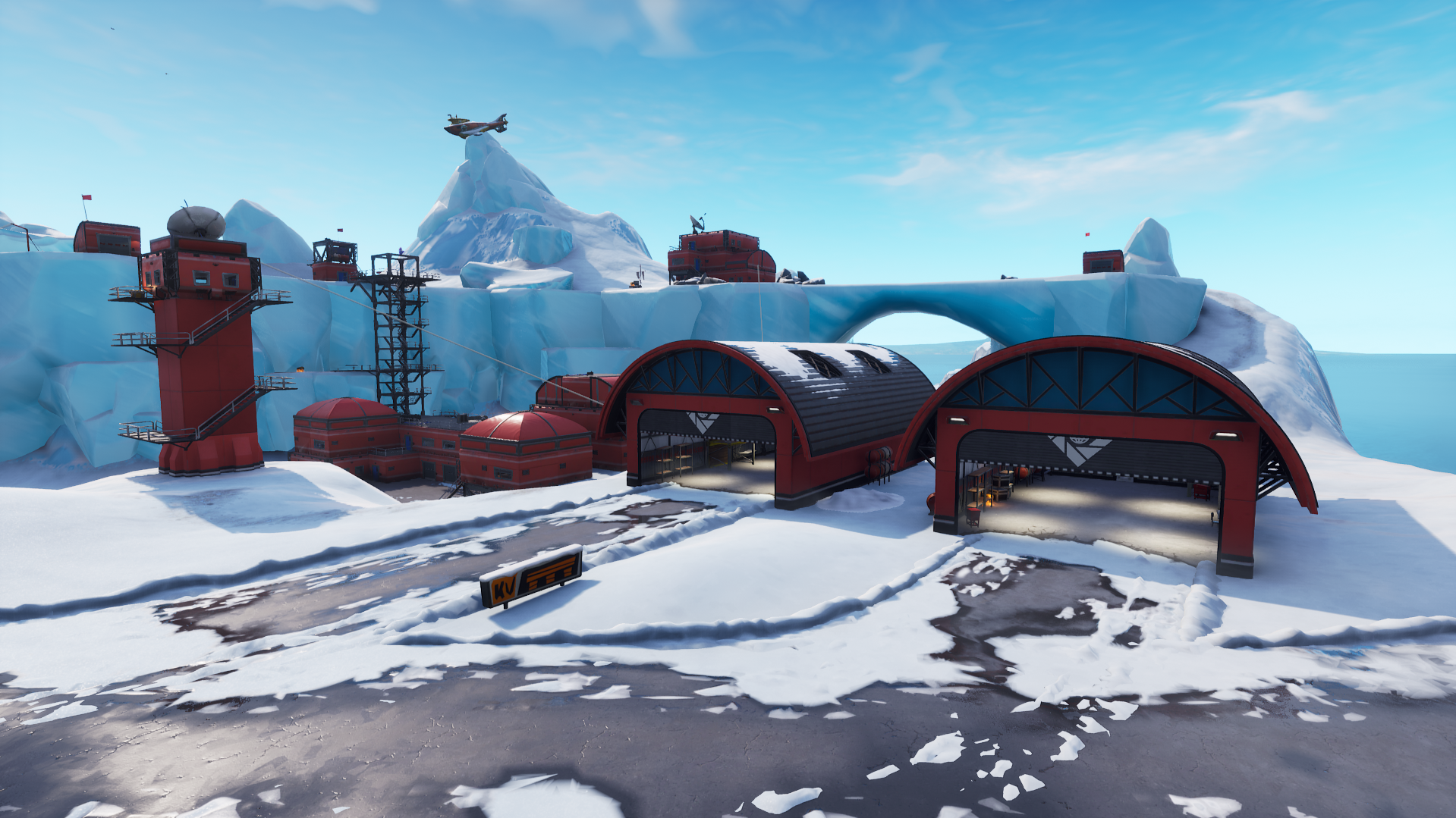 the v7 0 update introduced a new vehicle into fortnite called the x 4 stormwing plane and frosty flights is the hangar which homes quite a few of them - fortnite winter map