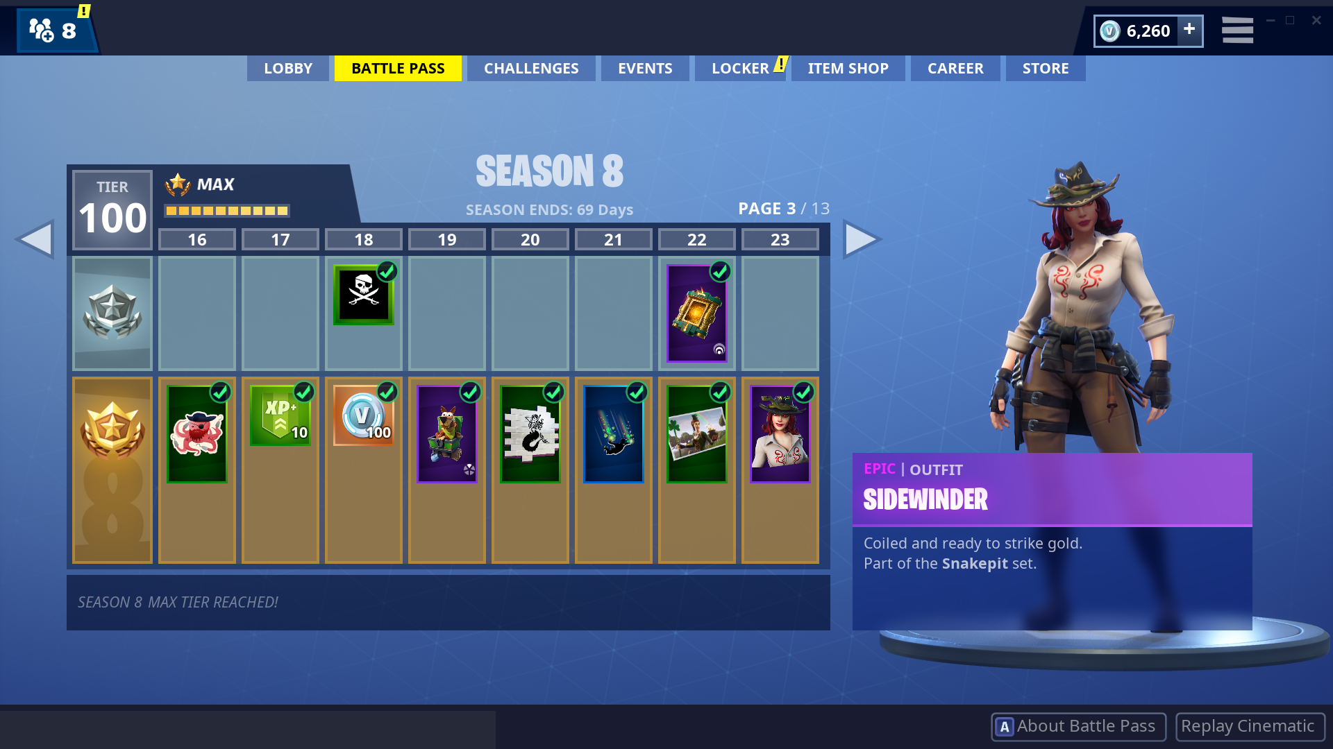 in case you missed it there s also a bunch of new item shop skins coming soon which were found in the game files click here to see those - fortnite season 8 battle pass tier 100
