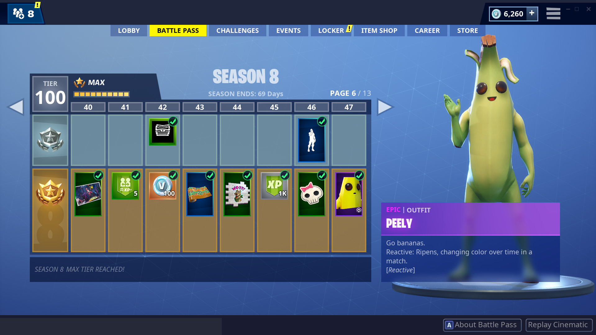 Fortnite Season 8 - All Battle Pass Tiers and Rewards ... - 1920 x 1080 png 1365kB