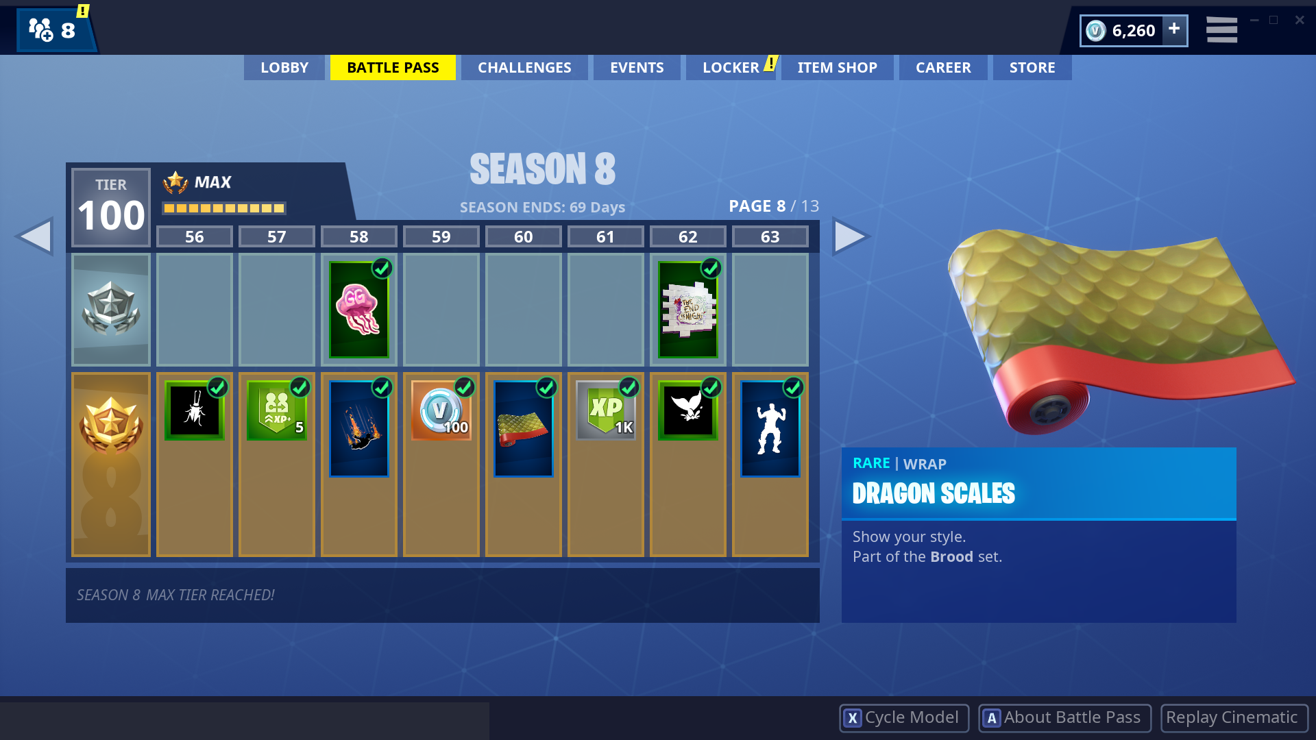 Fortnite Season 8 All Battle Pass Tiers And Rewards Fortnite News