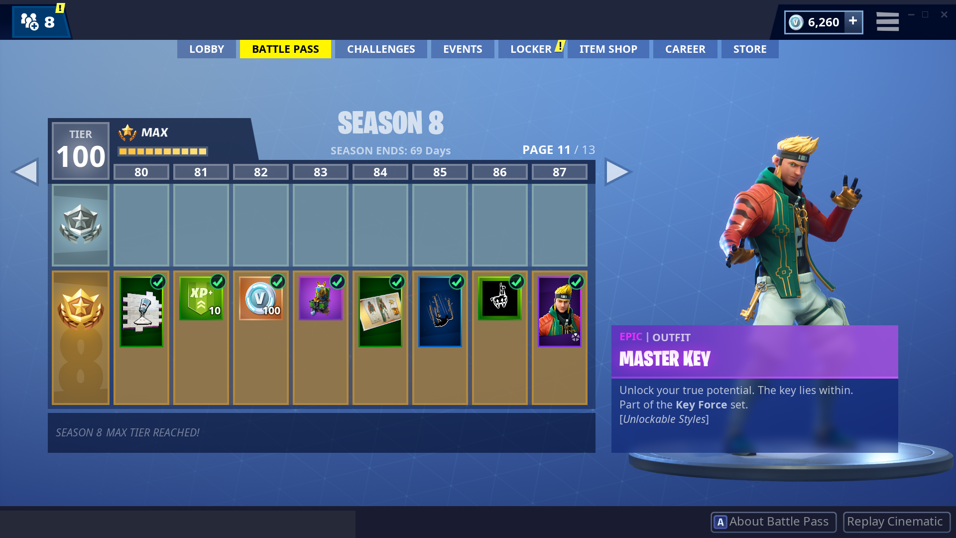 fortnite season 8 all battle pass tiers and rewards fortnite news - 100 lvl fortnite season 8
