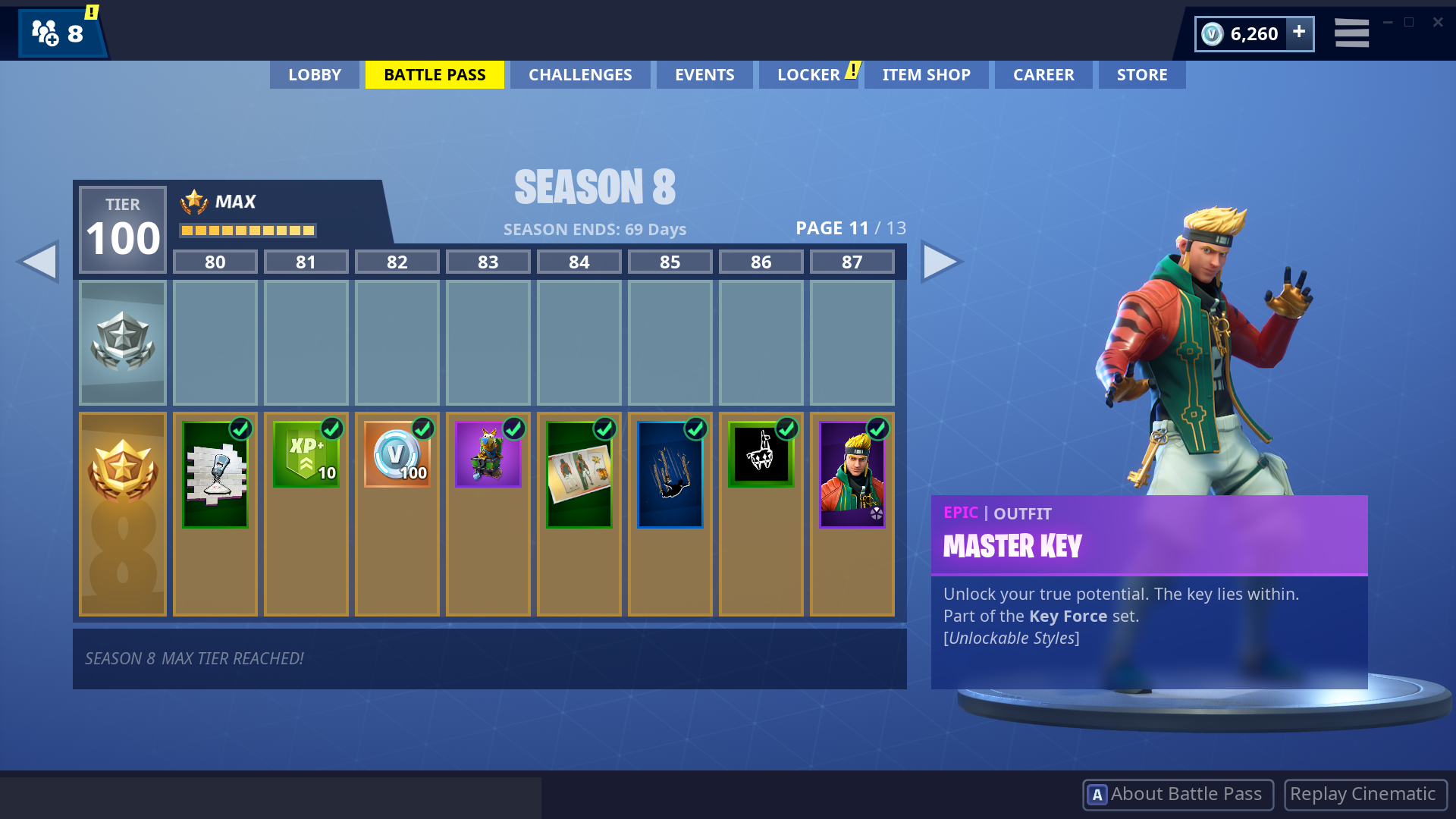 fortnite season 8 all battle pass tiers and rewards fortnite news - level 100 fortnite season 8