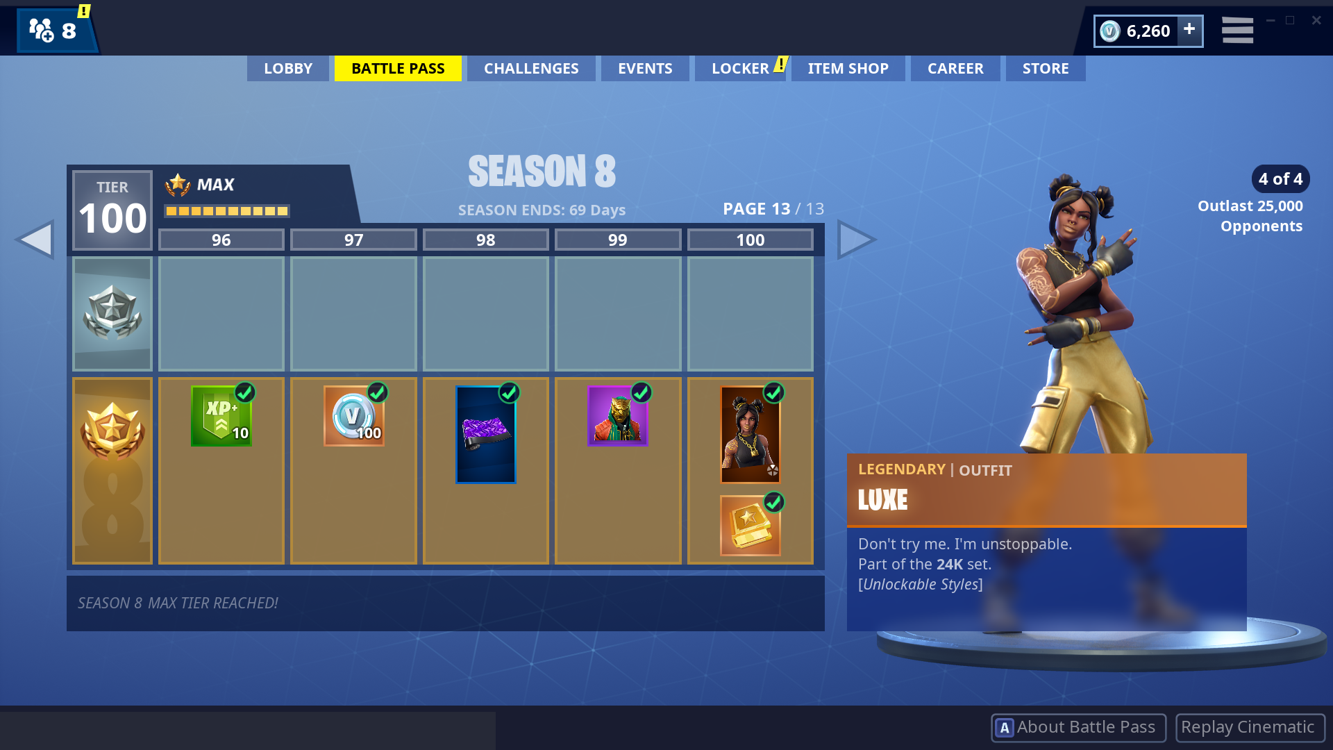 Fortnite Season 8 All Battle Pass Tiers And Rewards Fortnite News