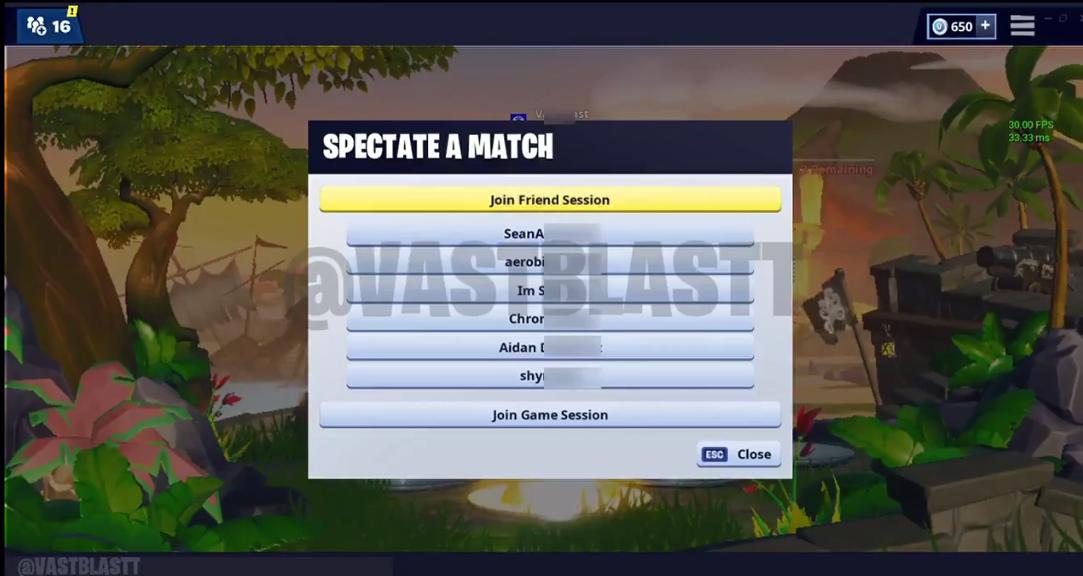 leak first in game footage of fortnite s upcoming spectating feature - how to spectate friends in fortnite