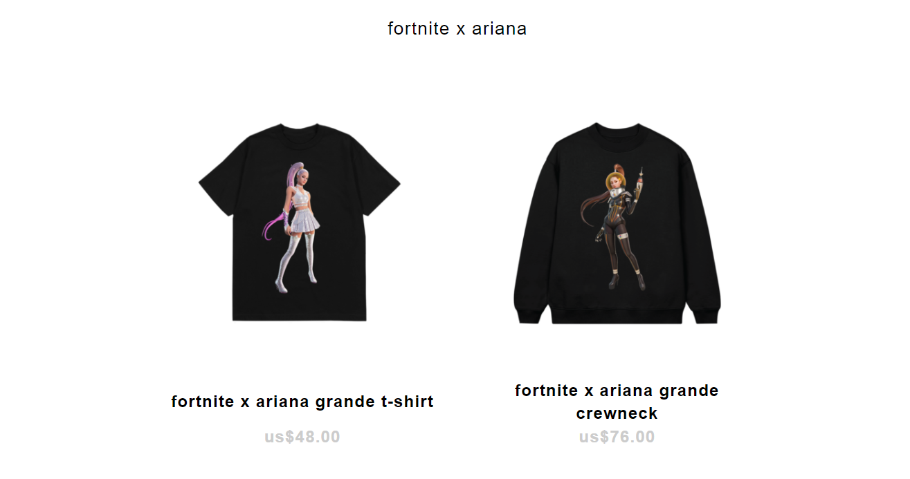 Ariana Grande reveals Fortnite merch ahead of 2nd in-game Outfit release