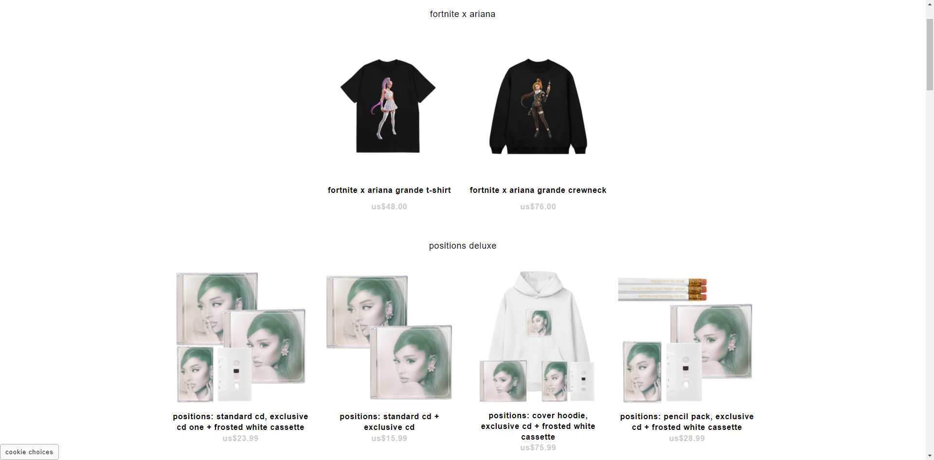 Ariana Grande reveals Fortnite merch ahead of 2nd in-game Outfit release