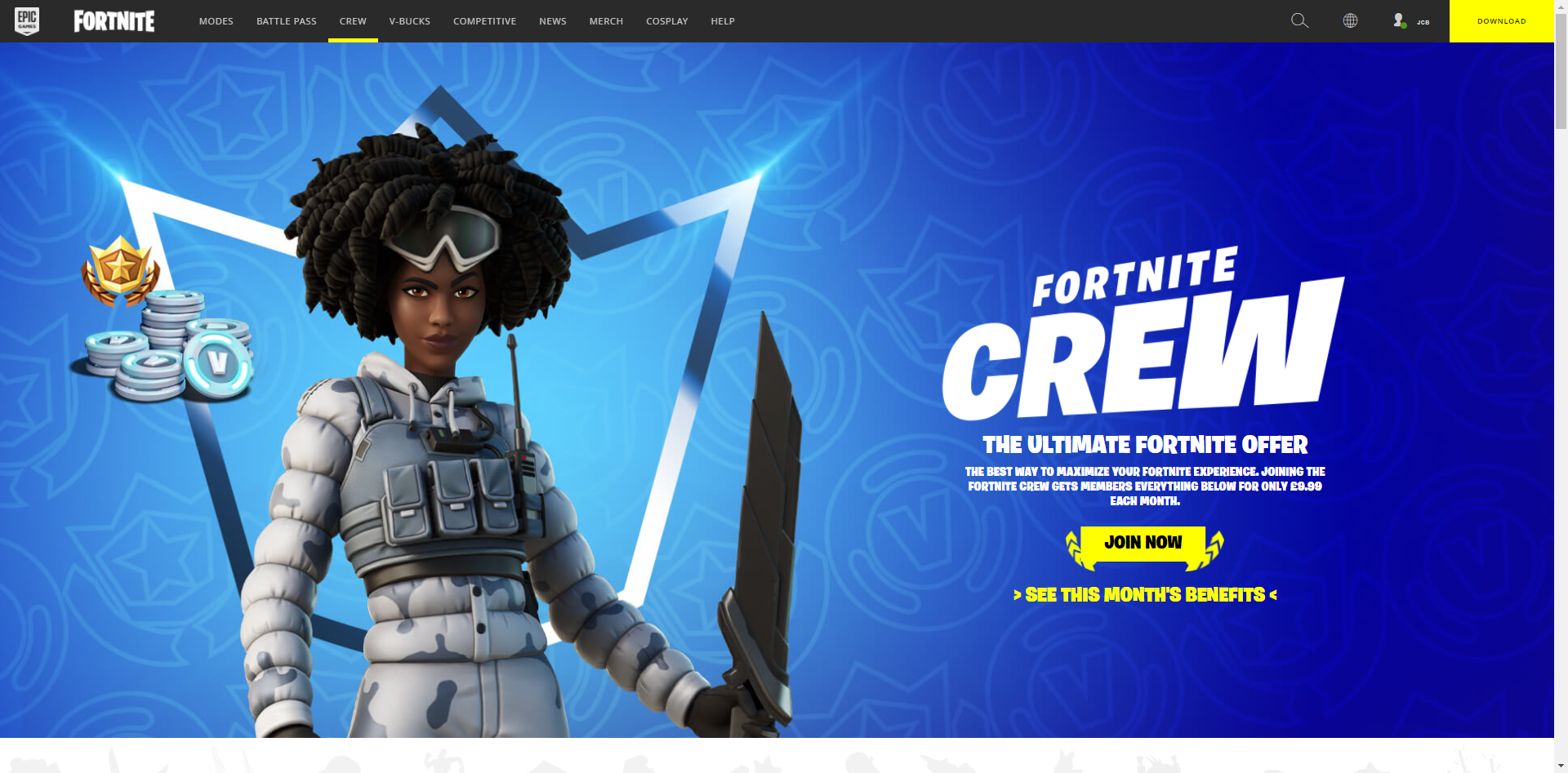 Epic Games leaks January 2022 Crew Pack, takes fortnite website offline