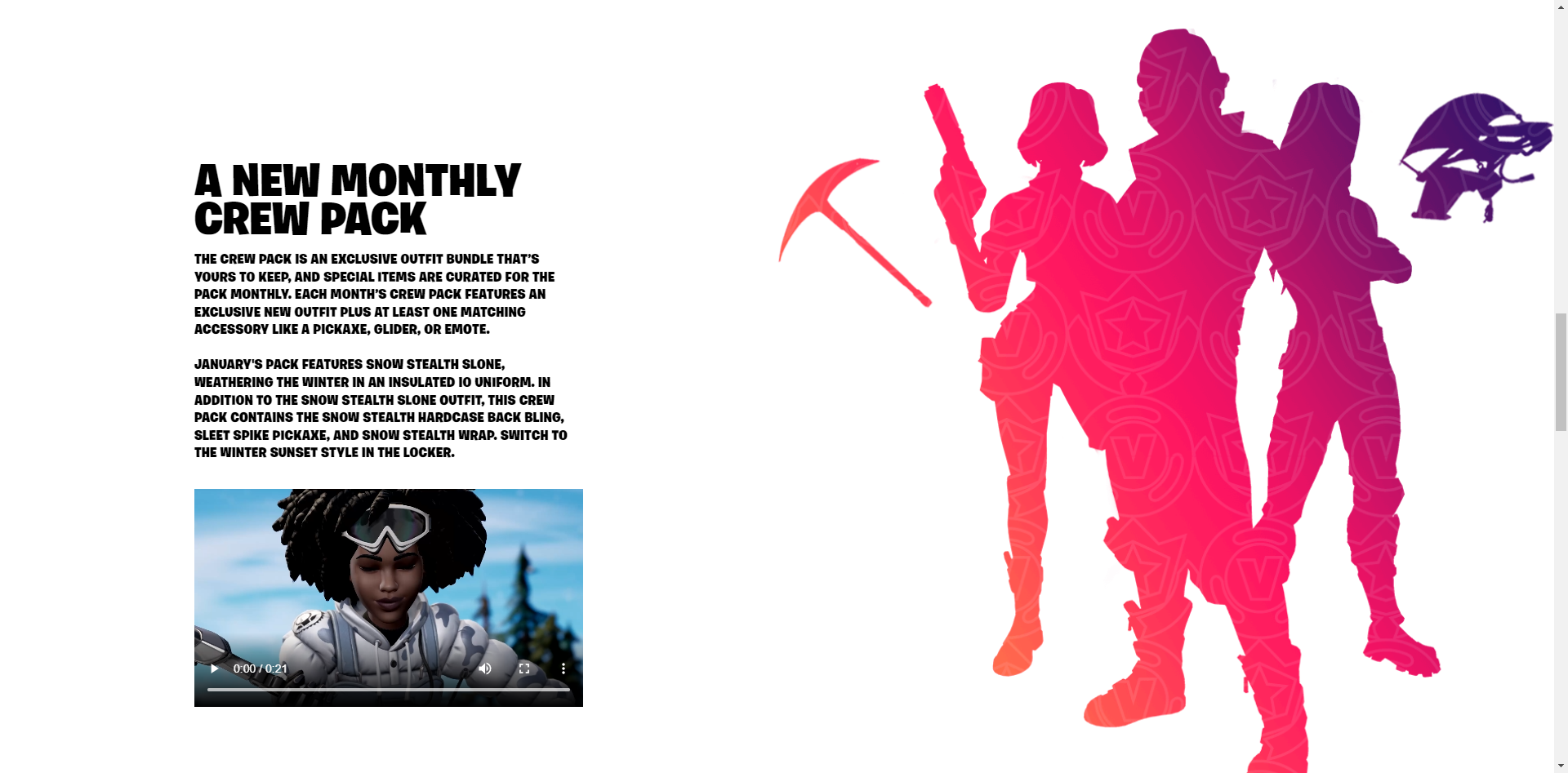 Epic Games leaks January 2022 Crew Pack, takes fortnite website offline