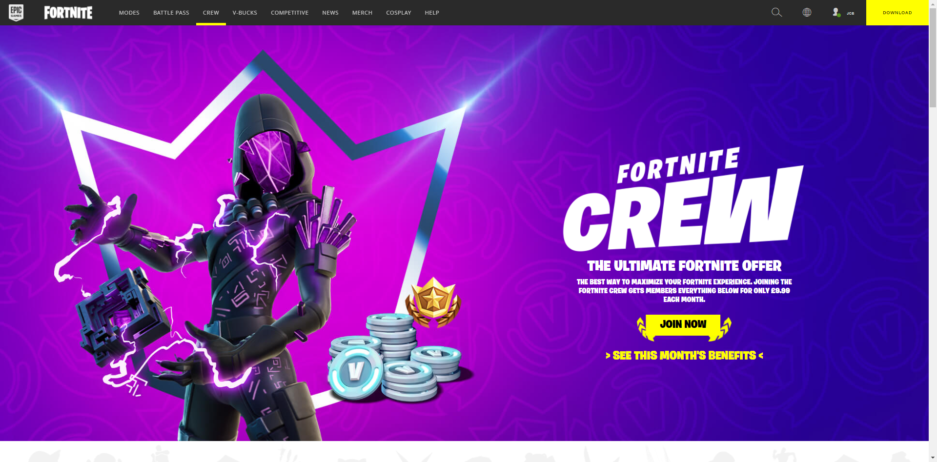 Epic Games leaks January 2022 Crew Pack, takes fortnite website offline