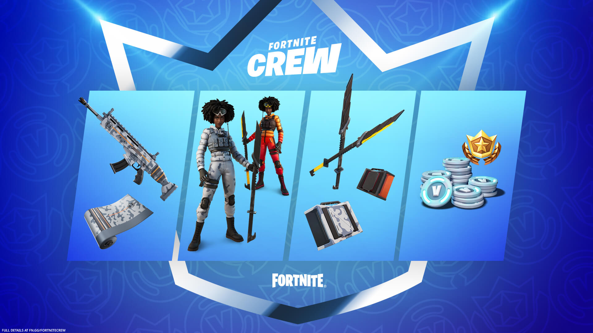 Fortnite officially reveals the January 2022 Crew Pack: Snow Stealth Slone