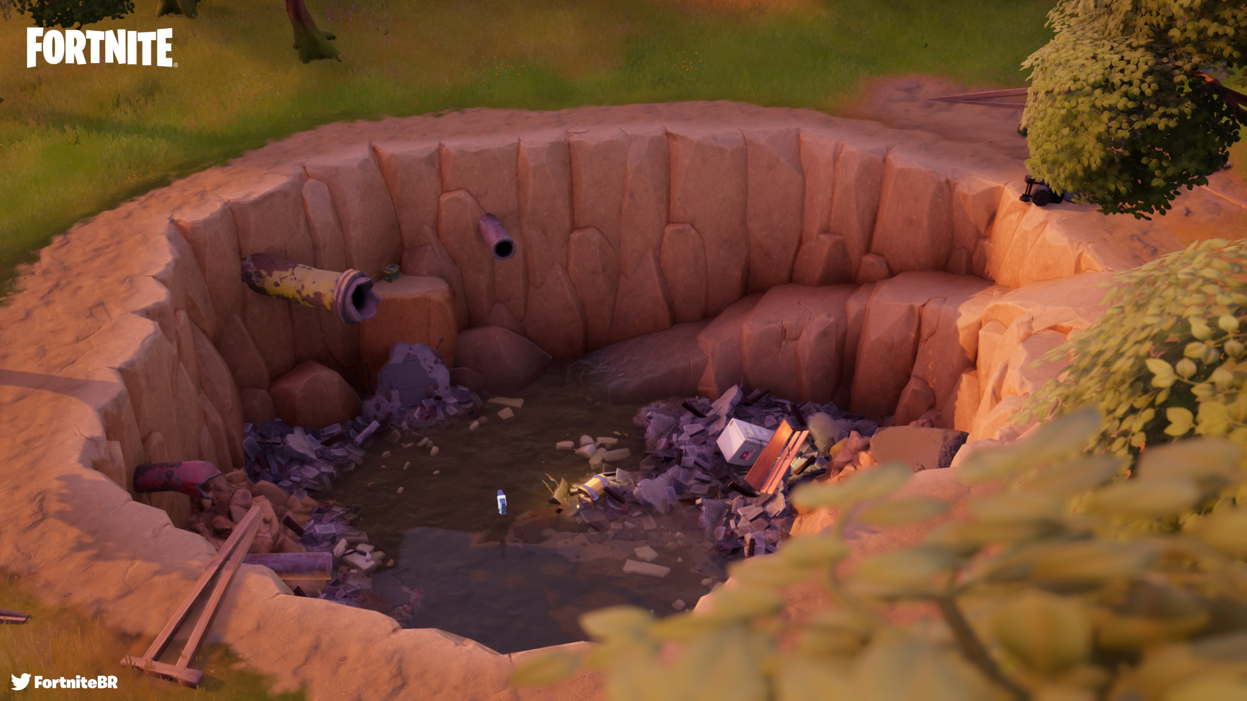 New Sinkhole Appears on Island, Destroys House Near Tilted Towers |  Fortnite News