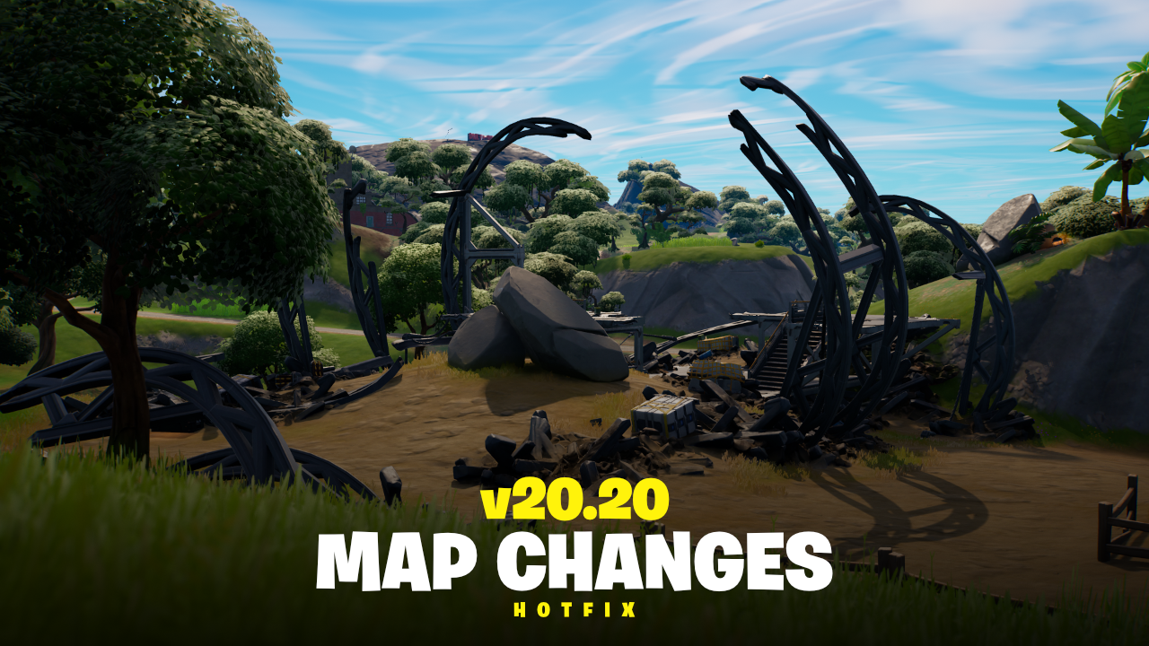 Fortnite v20.20 Hotfix Map Changes - Coney Crossroads Blimp Destroyed