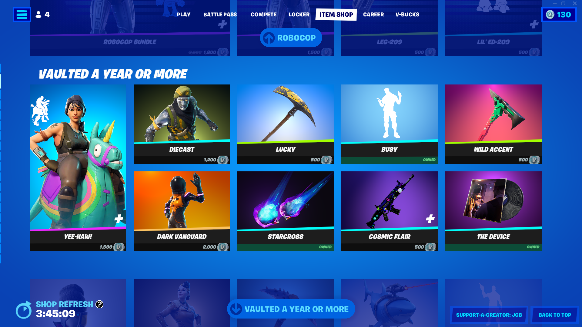 Vaulted cosmetics return to the Fortnite Item Shop