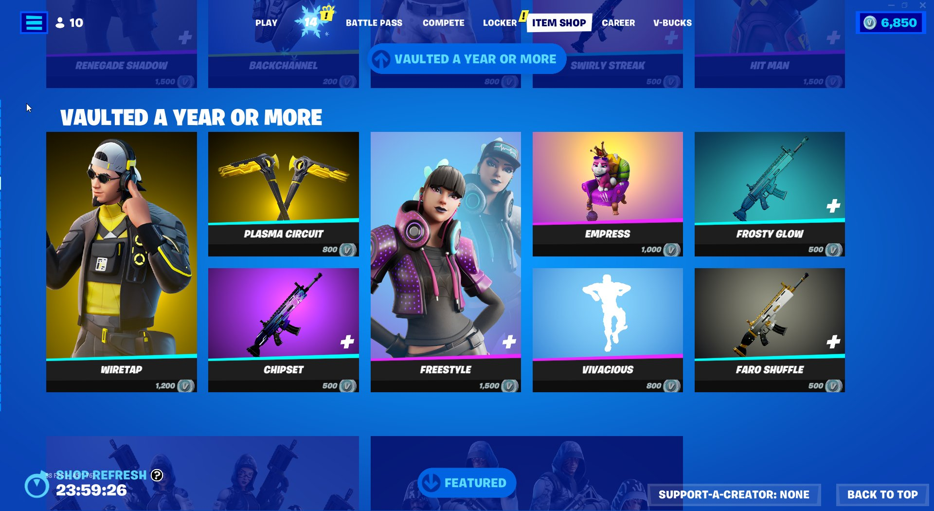 Vaulted cosmetics return to the Fortnite Item Shop