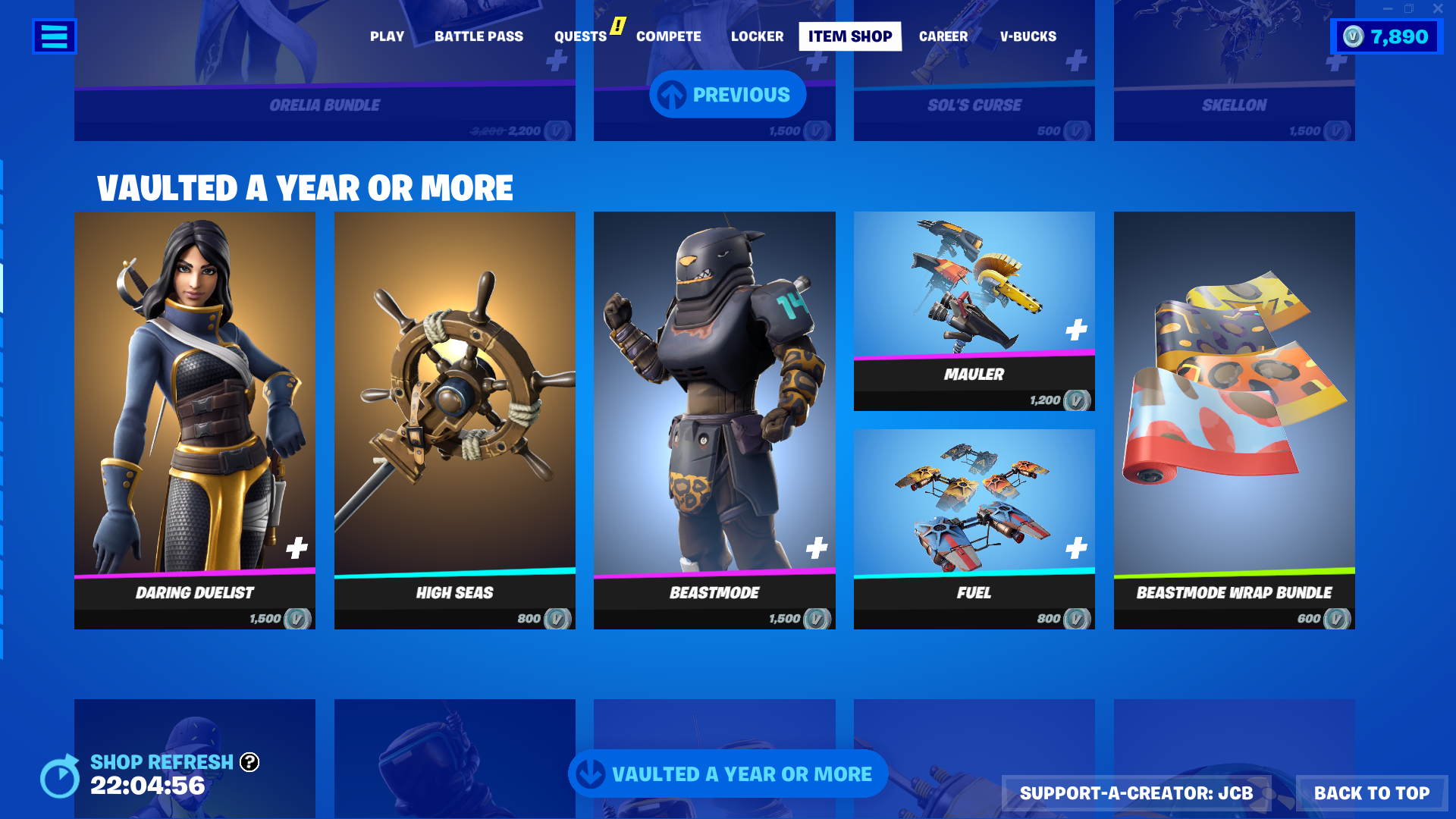 Vaulted Cosmetics Return to the Fortnite Item Shop