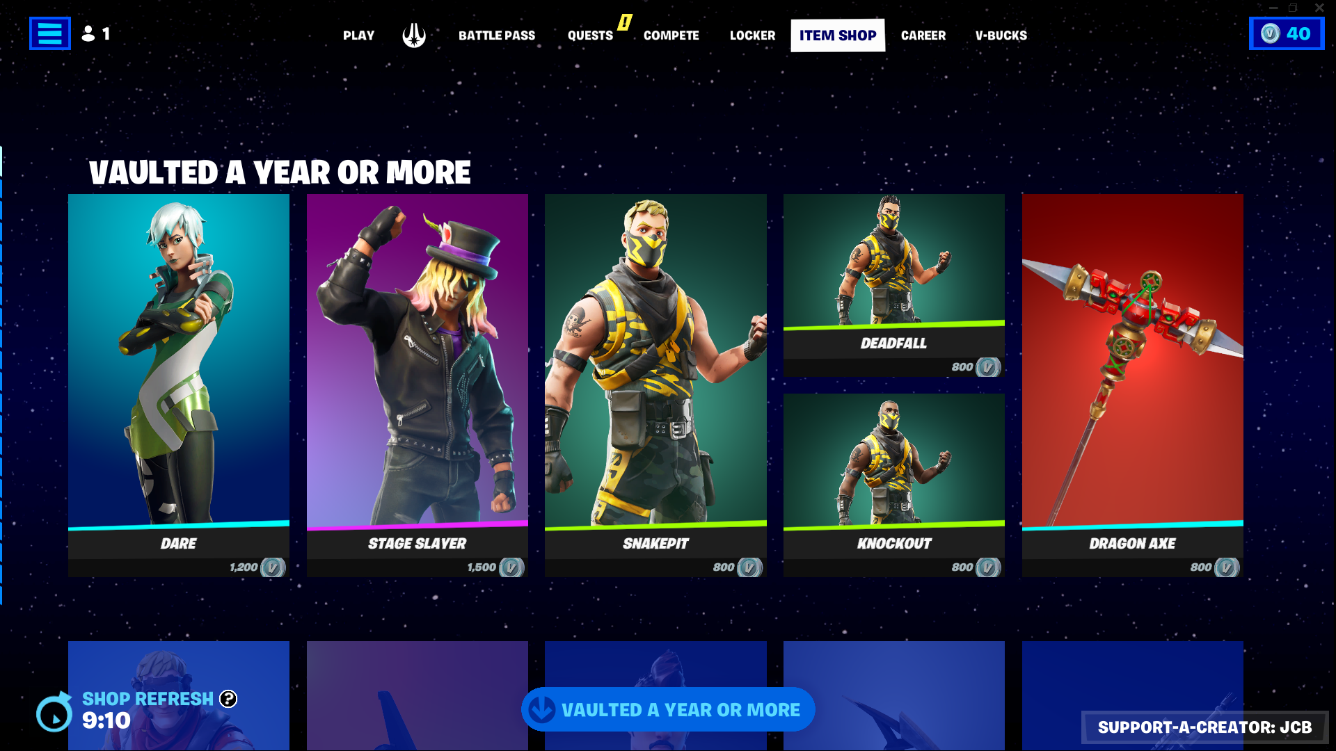 Vaulted Cosmetics Return to the Fortnite Item Shop