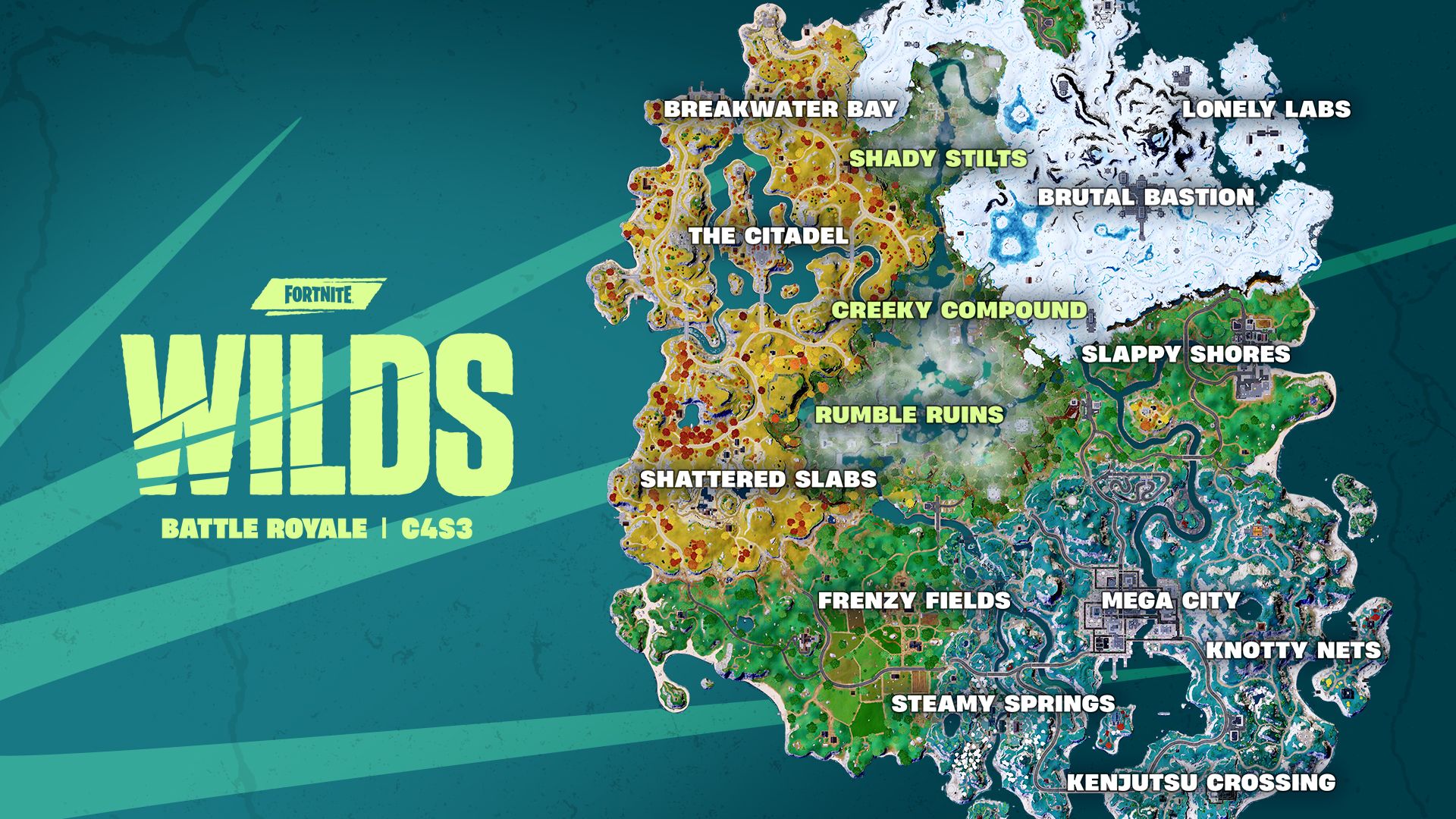 Fortnite v25.00 Map Changes - Rumble Ruins, Creeky Compound, Shady Stilts and more