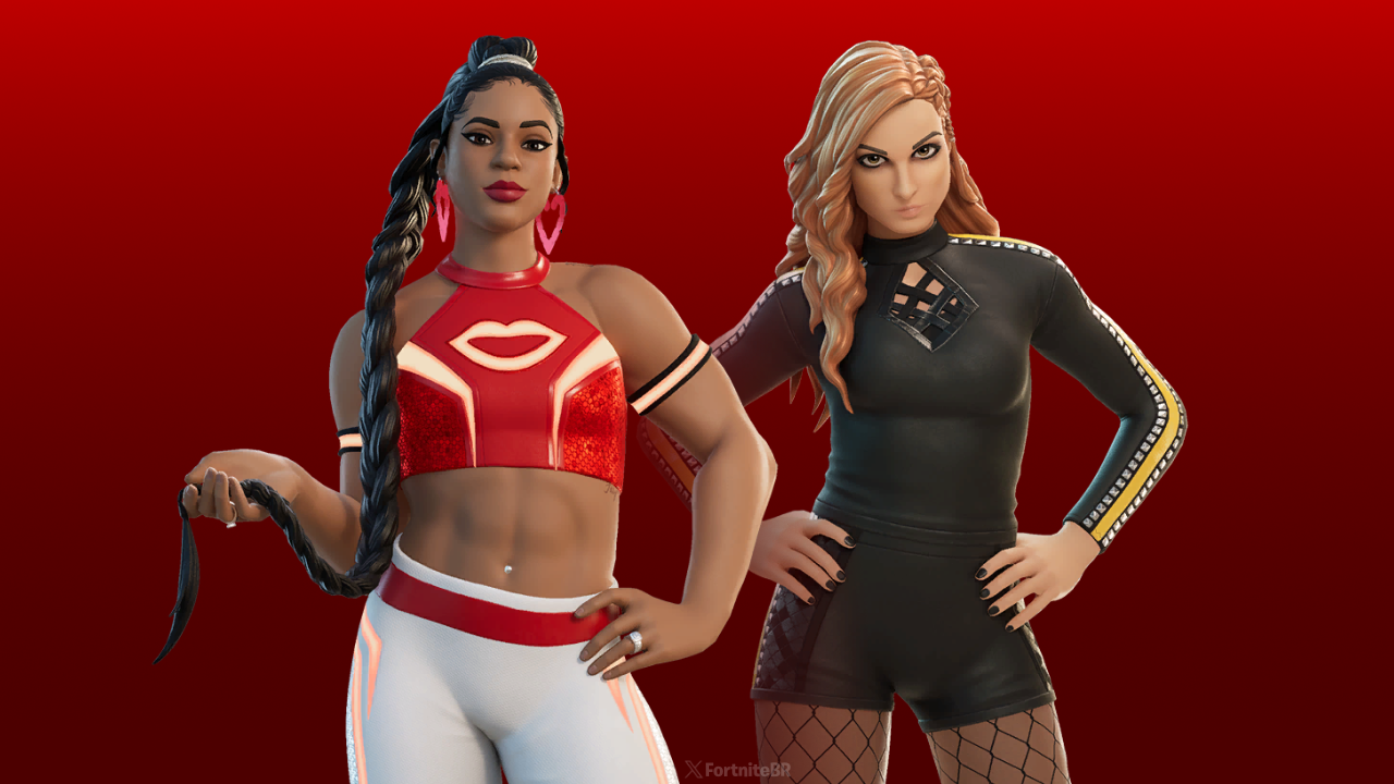 Fortnite Becky Lynch & Bianca Belair WWE Outfits in Game Art Character Fan  Poster Canvas - Dandutee