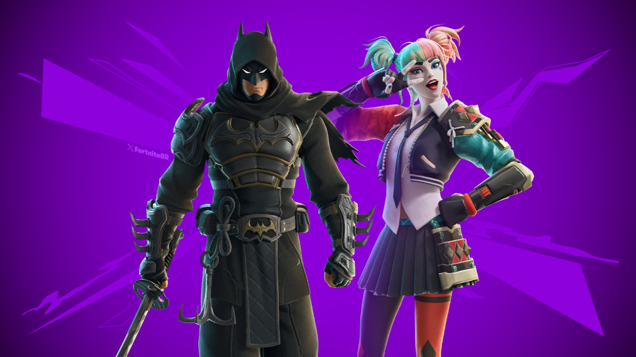 Fortnite x DC: Ninja Knight Batman, Karuta Harley Quinn Outfits Leaked